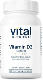 Vital Nutrients Vitamina D3 10000 UI - Suplemento de Vitamina D3 - Huesos, Dientes y Músculos Saludables* - Función Inmune y Celular - Absorción de Calcio - Sin Gluten, Lácteos ni Soja - 60 Cápsulas