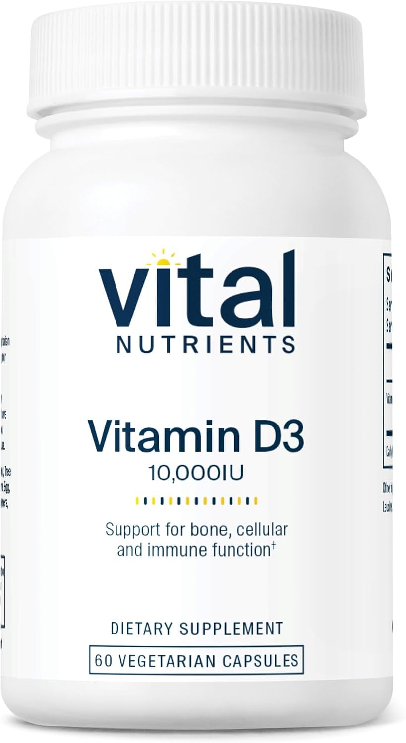 Vital Nutrients Vitamina D3 10000 UI - Suplemento de Vitamina D3 - Huesos, Dientes y Músculos Saludables* - Función Inmune y Celular - Absorción de Calcio - Sin Gluten, Lácteos ni Soja - 60 Cápsulas
