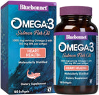 BlueBonnet Omega 3 1000mg Aceite de Salmón Salvaje - EPA DHA - 180 Cápsulas