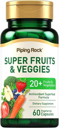 Complemento de Frutas y Verduras Piping Rock | 60 Cápsulas | Vitaminas de Superalimentos | Fórmula Antioxidante y Mezcla Prebiótica | Vegano, No-GMO, Sin Gluten