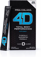4D Pina Colada Drink Mix - 25 Sobres - Electrolitos, Aminoácidos y Vitaminas - Sin Calorías ni Azúcares - Vegano, Keto y Sin Gluten