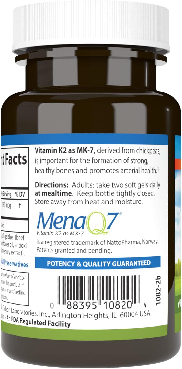 Carlson – Vitamina K2 MK-7 (Menaquinona), 180 mcg, 90 Softgels