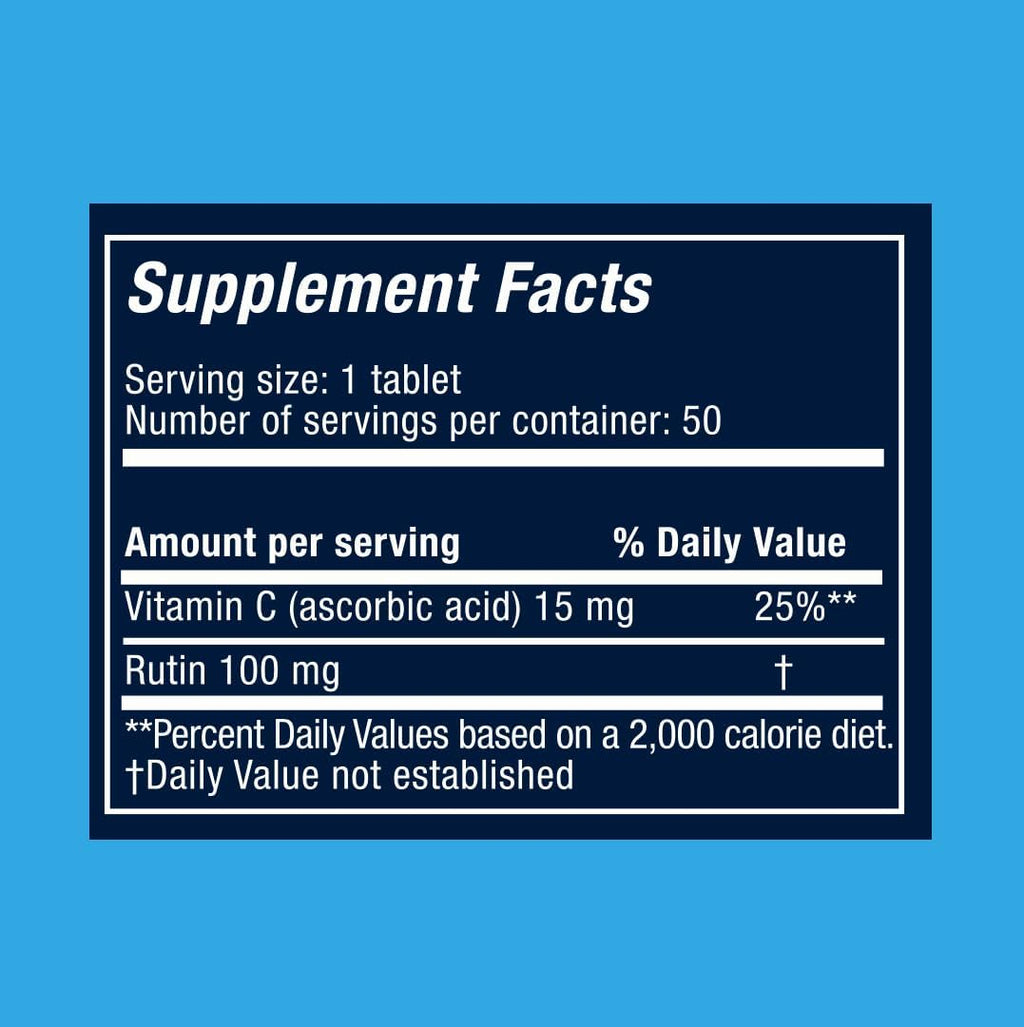 Rutina y Vitamina C Comprimidos para Circulación y Apoyo Inmunológico, Dosis Moderada, 50 Comprimidos