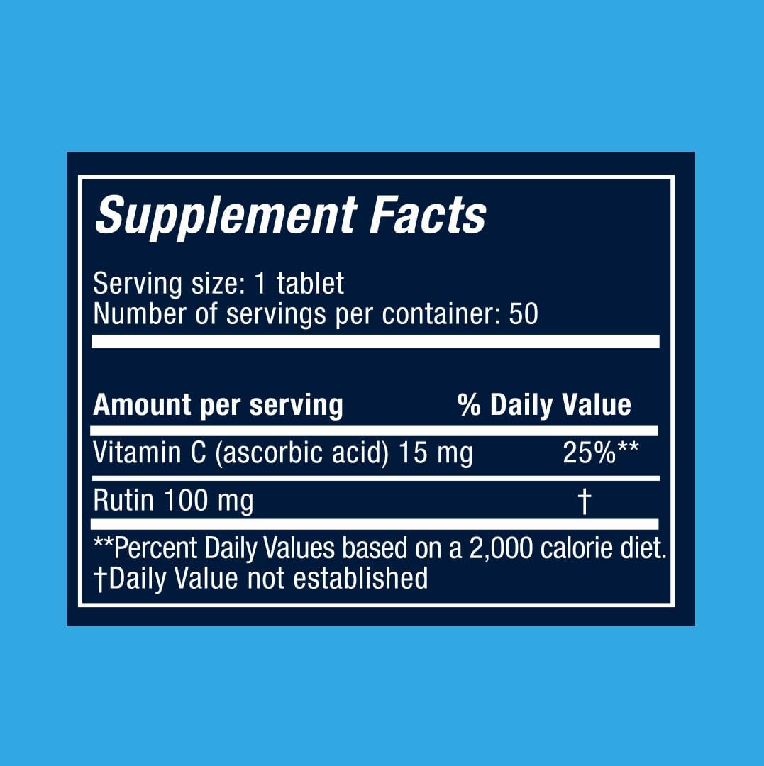 Rutina y Vitamina C Comprimidos para Circulación y Apoyo Inmunológico, Dosis Moderada, 50 Comprimidos