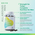 Briyo All Around Men - Multivitamínico para Hombres con 38 Vitaminas, Minerales, Omega 3 y Extractos Vegetales