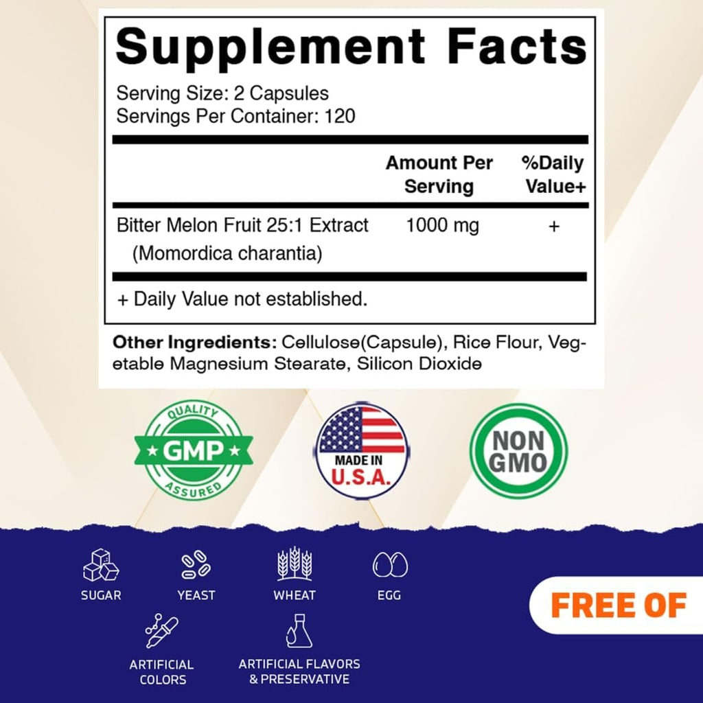 Vitamatic Melón Amargo – Extracto Concentrado 25X – Cápsulas Vegetarianas – 240 Unidades
