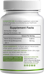 DEAL SUPPLEMENT 2 Paquete Vitamina D3 5.000 UI + K2 MK7 Softgels, 500 Cápsulas | Complejo 2 en 1 | Apoya la Salud del Corazón, Huesos, Dientes e Inmunidad | Fáciles de Tragar