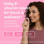 EZ Melts Energía, Memoria y Estado de Ánimo - Suplemento de Vitaminas B con Vitamina B12, B6, Folato y Biotina - Sin OMG y Vegano - Cherry Berry - 60 Comprimidos Bucodispersables (60 Dosis)