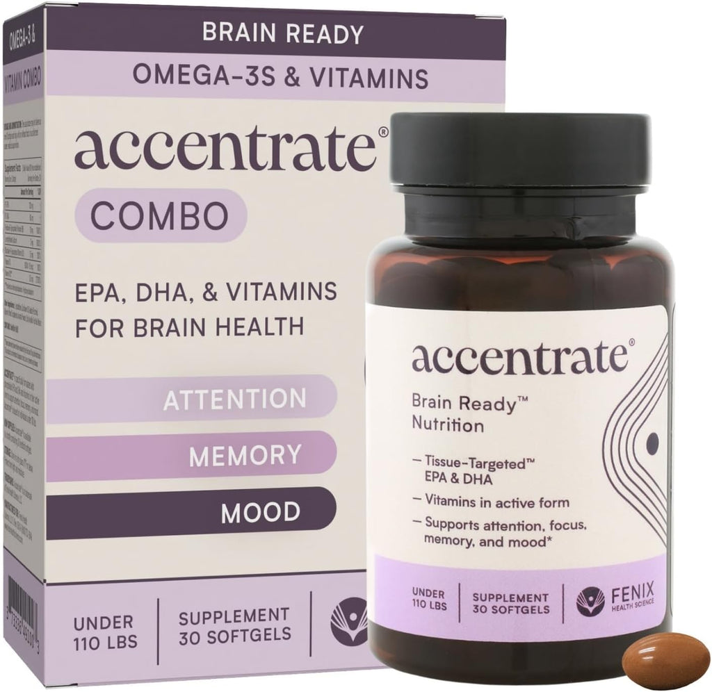 Accentrate Suplemento Cerebral Infantil | Omega-3 + Vitaminas B Metiladas