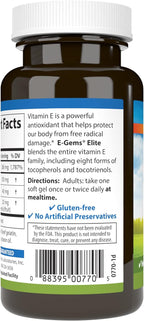 Carlson E-Gems Elite, 400 UI Vitamina E con Tocoferoles y Tocotrienoles, 60 perlas