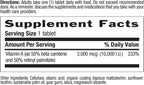 Country Life Vitamina A 10.000 UI - Apoyo Inmunológico, Salud de la Piel y Ojos - 50% Betacaroteno y 50% Palmitato de Retinilo - 100 Comprimidos