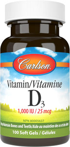 Carlson Vitamin D3 1000 IU - 100 Cápsulas Blandas
