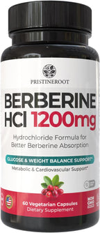 PristineRoot Berberina 1200mg – Suplemento Orgánico de Berberina – 60 Cápsulas