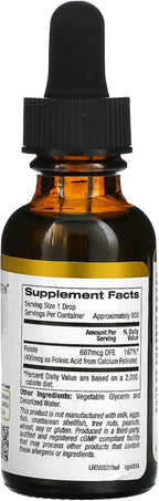 Ácido Folínico, Forma Bioactiva de Folato de Folinato de Calcio, Sin Alcohol, 30 ml