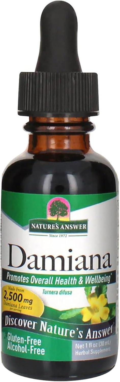 Nature's Answer Damiana Alcohol-Free Extract, 2,500 mg, 30 ml | Vegan | Gluten-Free