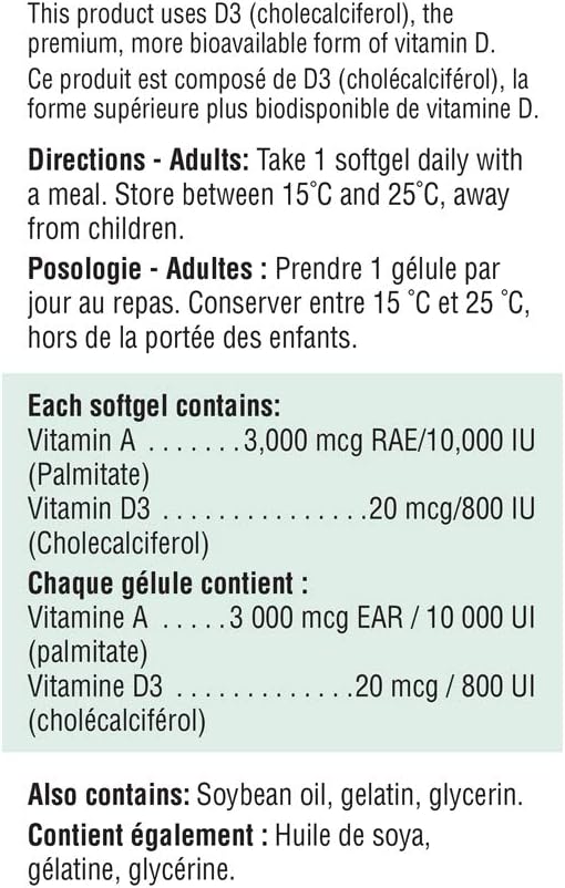 Jamieson Vitamin A & D Fortified 100 Softgels – Image 3