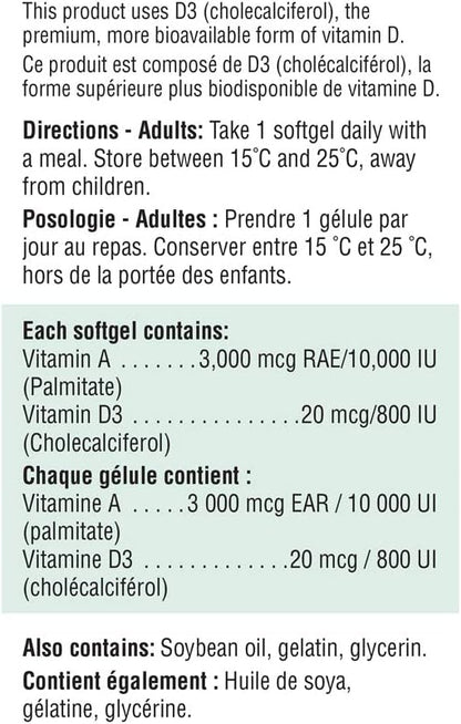 Jamieson Vitamin A & D Fortified 100 Softgels – Image 3