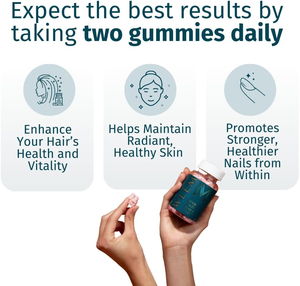 WEEM Gummies de Biotina Extra Strength para Cabello, Piel y Uñas - Vegano - 1 Unidad