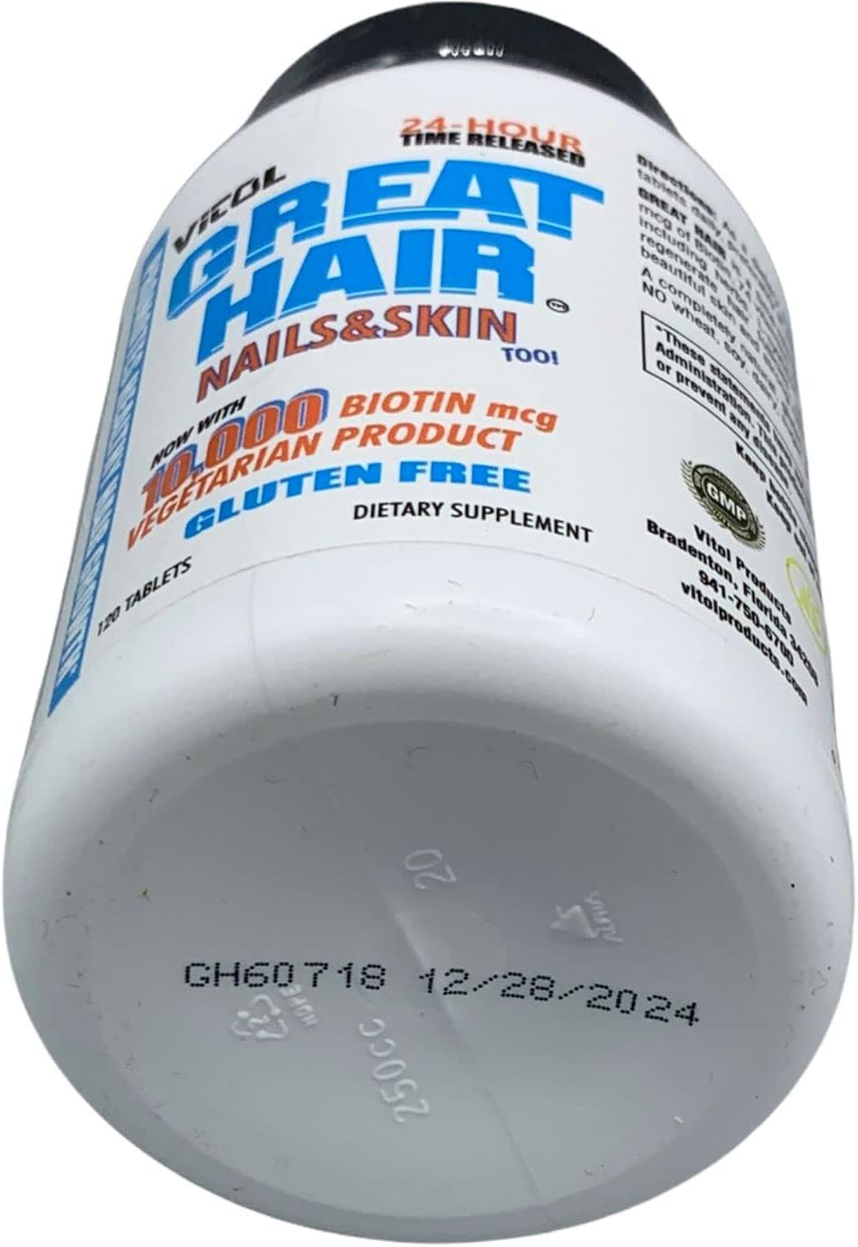 Vitol Great Hair Liberación Prolongada 10,000 mcg Biotina, 120 Comprimidos