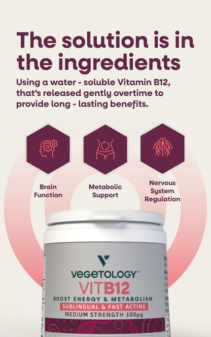 VEGETOLOGY Vitamina B12 Sublingual Vegano - – Sistema inmunitario: apoya el funcionamiento normal de las defensas – Image 3