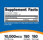 Nutricost Biotina (10.000 mcg) 150 Cápsulas Blandas - Sin Gluten, No GMO
