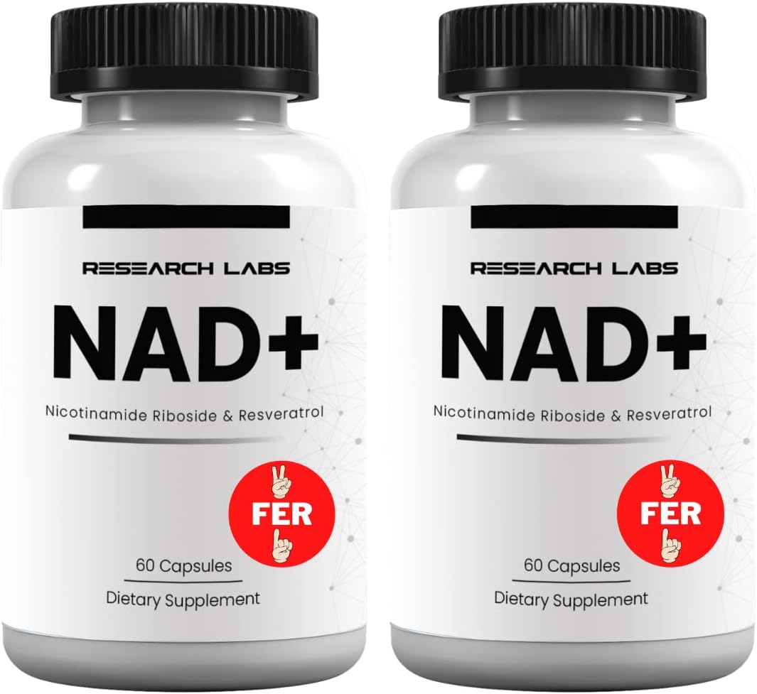 Research Labs NAD+ Supplement 2 por 1 Fórmula Patentada con RiboYOUNG™ | Activador NRF2, Nicotinamida Ribósido, Quercetina, Resveratrol, Betaína