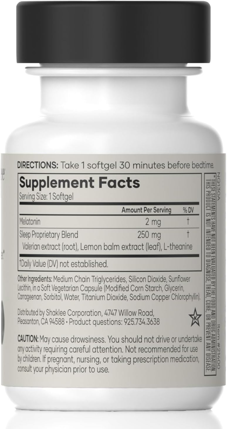 Shaklee Dream Serene - Ayuda para Dormir con Melatonina, Valeriana, Melisa y L-Teanina, 30 Softgels