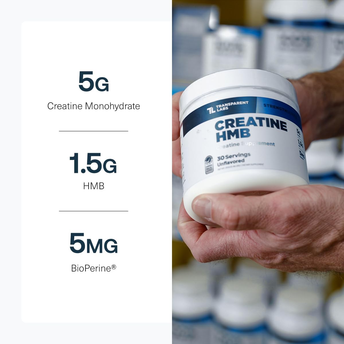 Transparent Labs Creatine HMB - Creatina Monohidrato con HMB, Fresa Limón (30 dosis)
