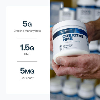 Transparent Labs Creatine HMB - Creatina Monohidrato con HMB, Fresa Limón (30 dosis) – Image 7