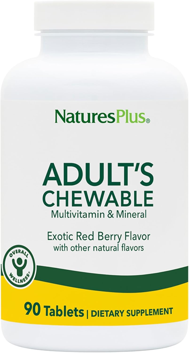 NaturesPlus Multivitamínico Masticable para Adultos - 60 Comprimidos, Sabor a Bayas Rojas - Vegetariano, Sin Gluten