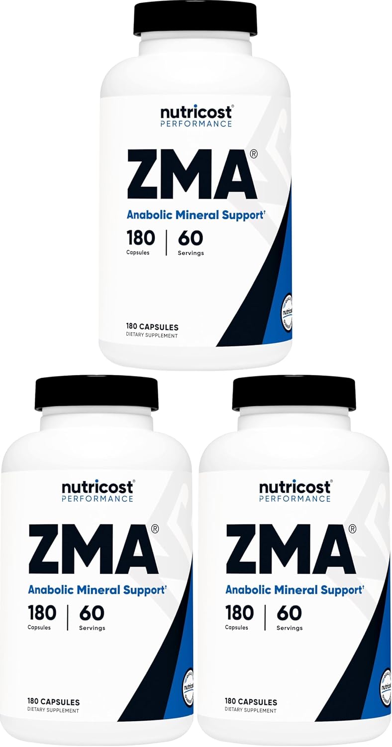 Nutricost ZMA 180 Capsules - Gluten-Free and Non-GMO ZMA Supplement