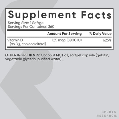 Sports Research Vitamina D3 5000 UI con – Contribuye al funcionamiento normal del sistema inmunitario. – Image 5