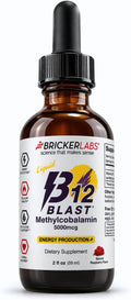 Bricker Labs B12 Blast Methylcobalamin 5000mcg, Great Tasting Sublingual Liquid Energy Vitamins -Vegan B12 Vitamins, Sustained Energy and Cellular Health Supplement - 59-Day Servings