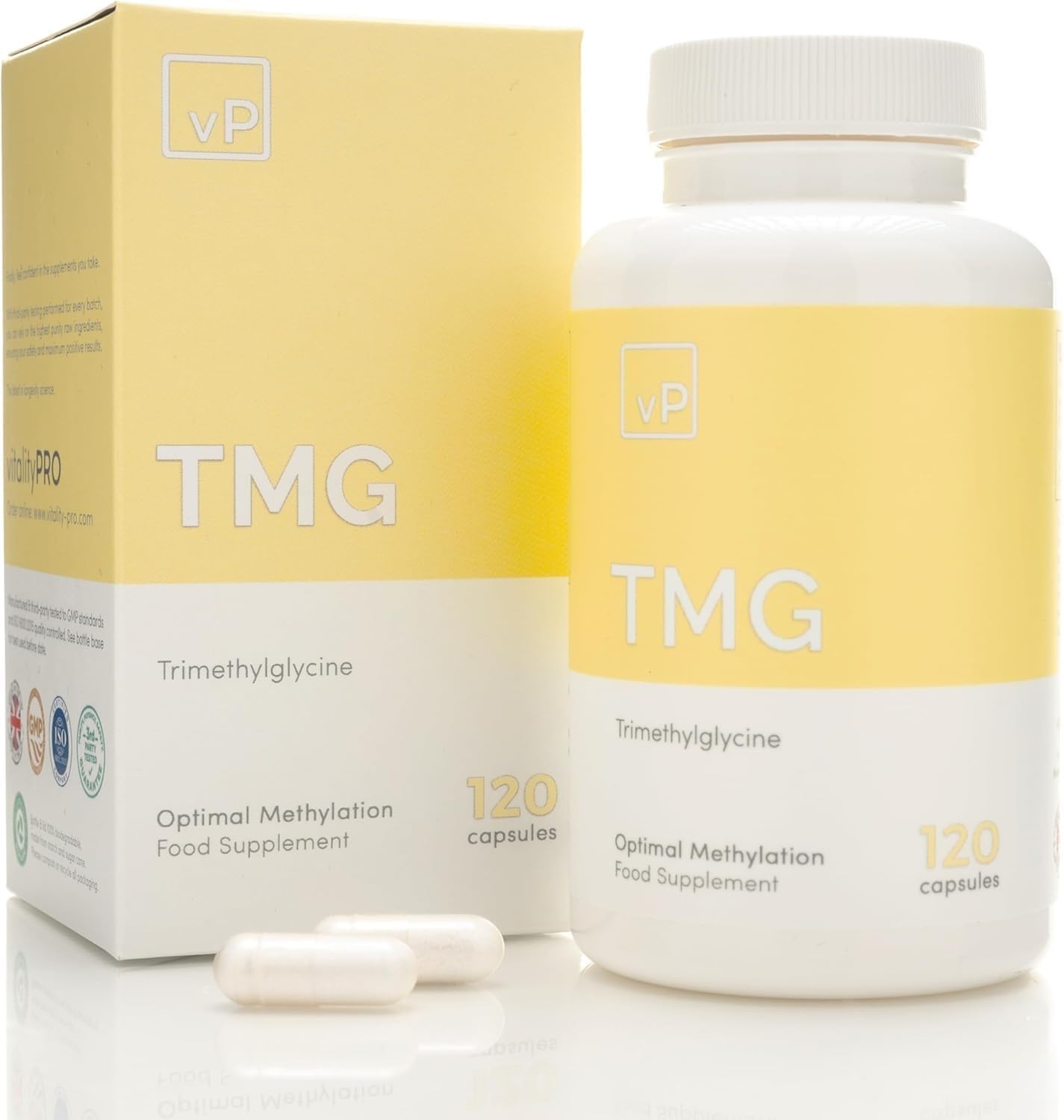 Vitality Pro TMG 500mg x 120 Cápsulas - Suplemento de Trimetilglicina de Alta Pureza