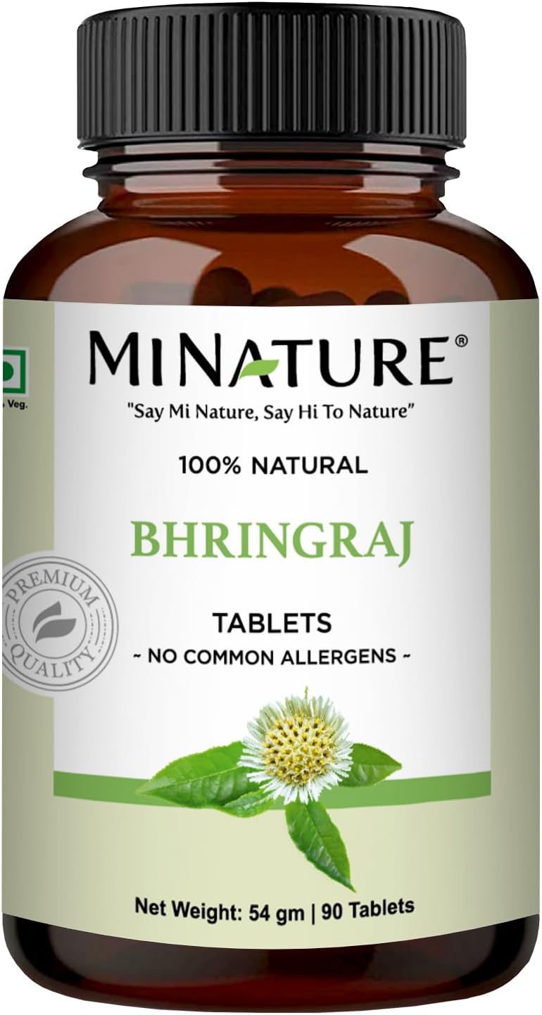 Bhringraj Tablet by mi Nature | False Daisy | Suplemento Herbal Puro y Natural | Vegano | 90 Tabletas