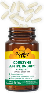 Country Life Coenzyme Active B-6 - 50 mg Vitamina B6 (P-5-P) - 30 Cápsulas Vegetales
