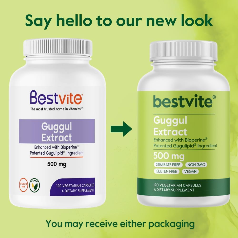 BESTVITE Guggul Extract 500mg, 120 Vegetable Capsules