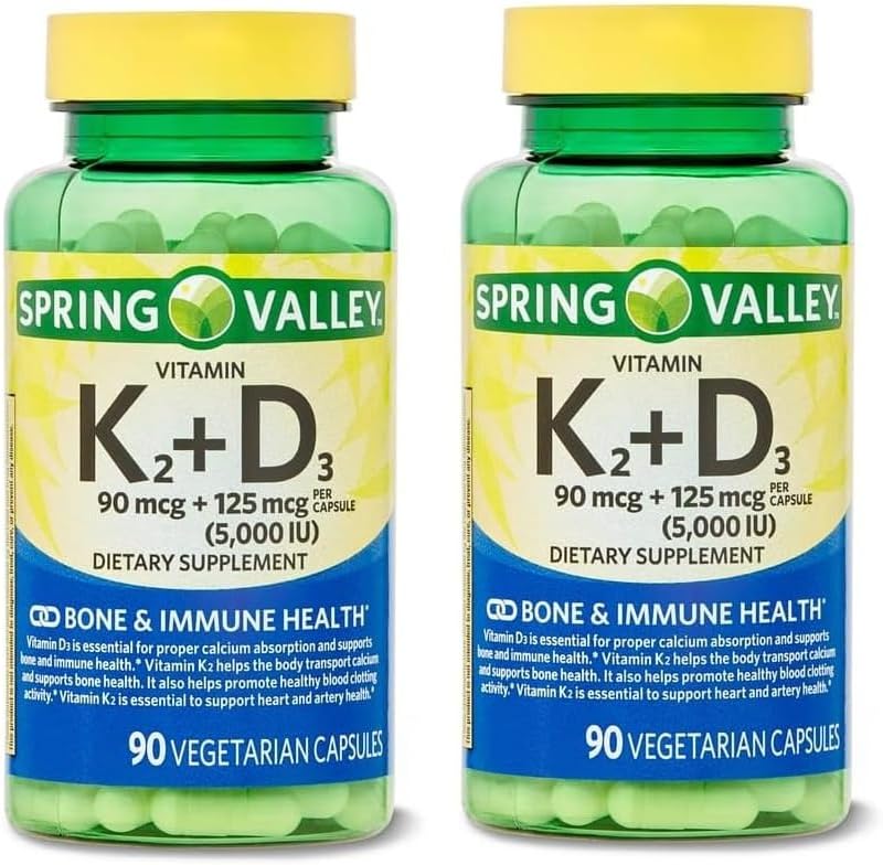 Vitamina D3 K2 5000 UI – 90 Cápsulas Vegetarianas, Alta Potencia D3 con K2, Fórmula para Huesos y Sistema Inmunológico (Pack de 3)