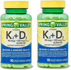 Vitamina D3 K2 5000 UI – 90 Cápsulas Vegetarianas, Alta Potencia D3 con K2, Fórmula para Huesos y Sistema Inmunológico (Pack de 3)