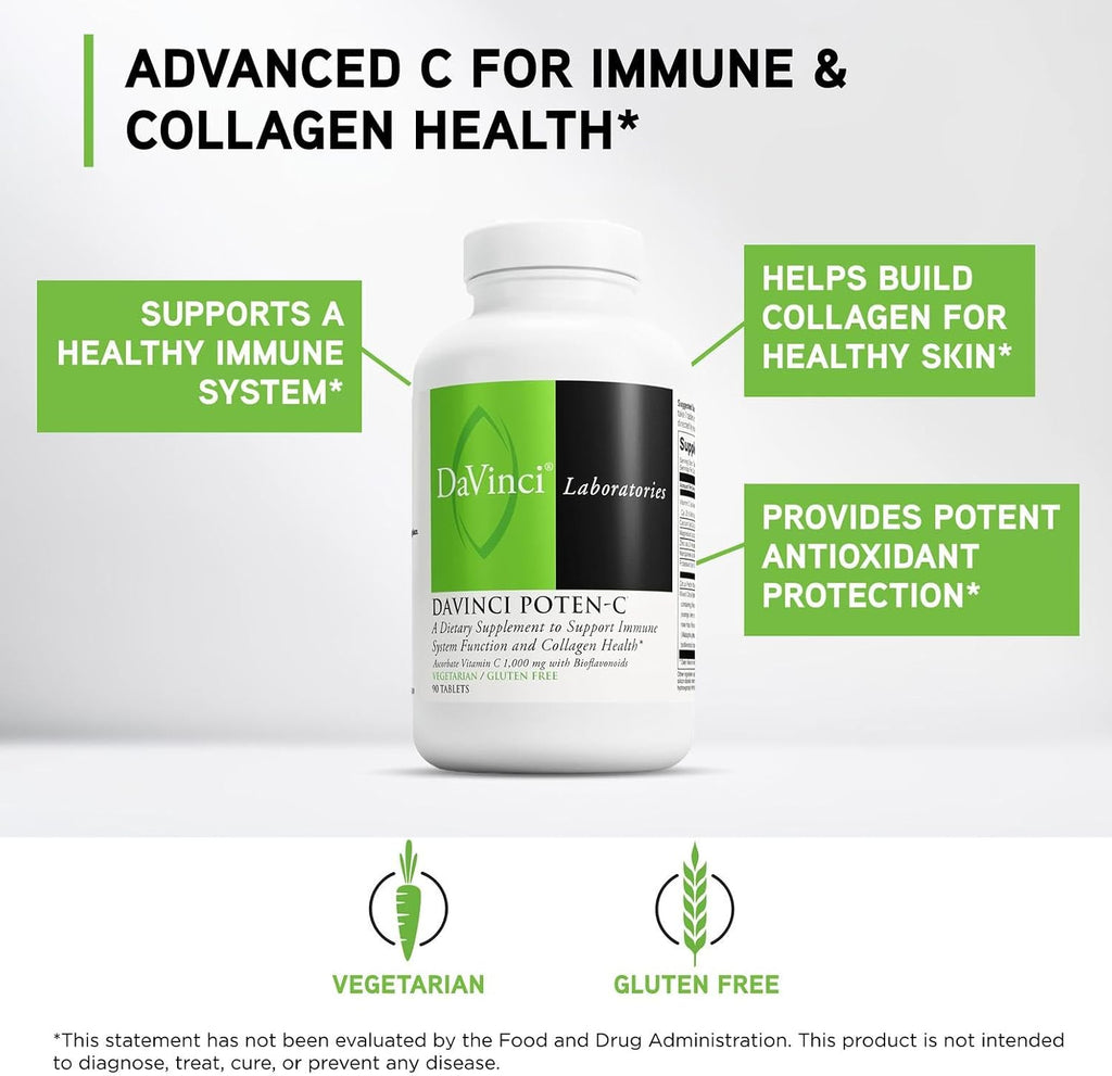 DAVINCI Labs Poten-C - Vitamina C con Minerales y Bioflavonoides - 90 Comprimidos