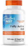 Doctor's Best B12 1500 mcg - Metilcobalamina Activa - 60 Cápsulas Veganas