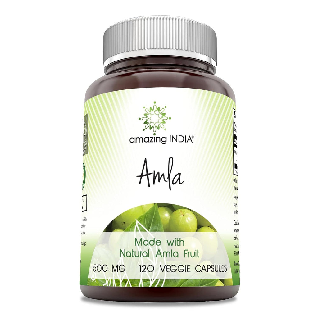 Amazing India Amla (Amla Natural) 500 mg - 120 Cápsulas Veganas - Sin Gluten, No GMO