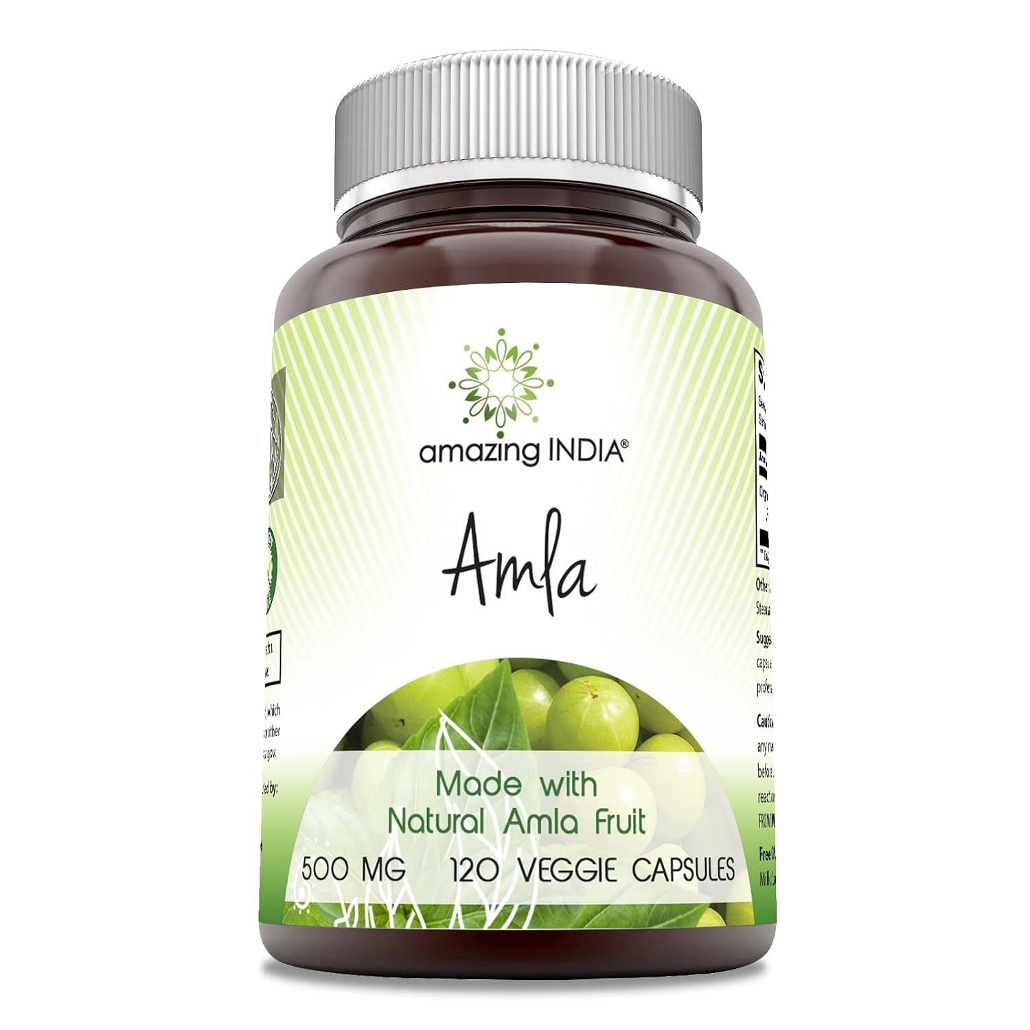Amazing India Amla (Amla Natural) 500 mg - 120 Cápsulas Veganas - Sin Gluten, No GMO