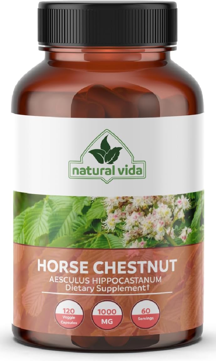 Natural Vida - Extracto de Castaño de Indias con Aescina 20% - 1000 mg - 120 Cápsulas Veganas
