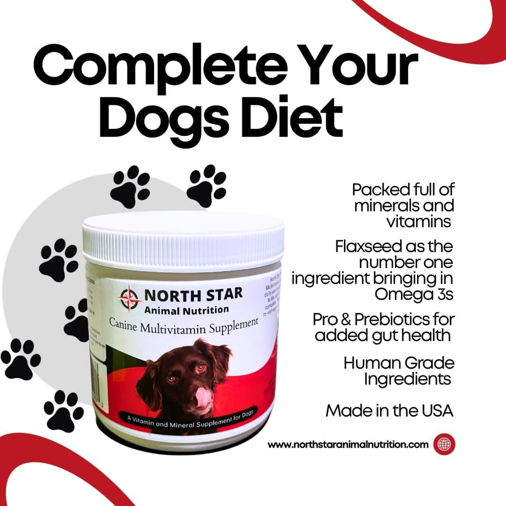 North Star Animal Nutrition - Multivitamínico Completo para Perros en Polvo (227 g) con Vitaminas, Minerales, Prebióticos y Probióticos
