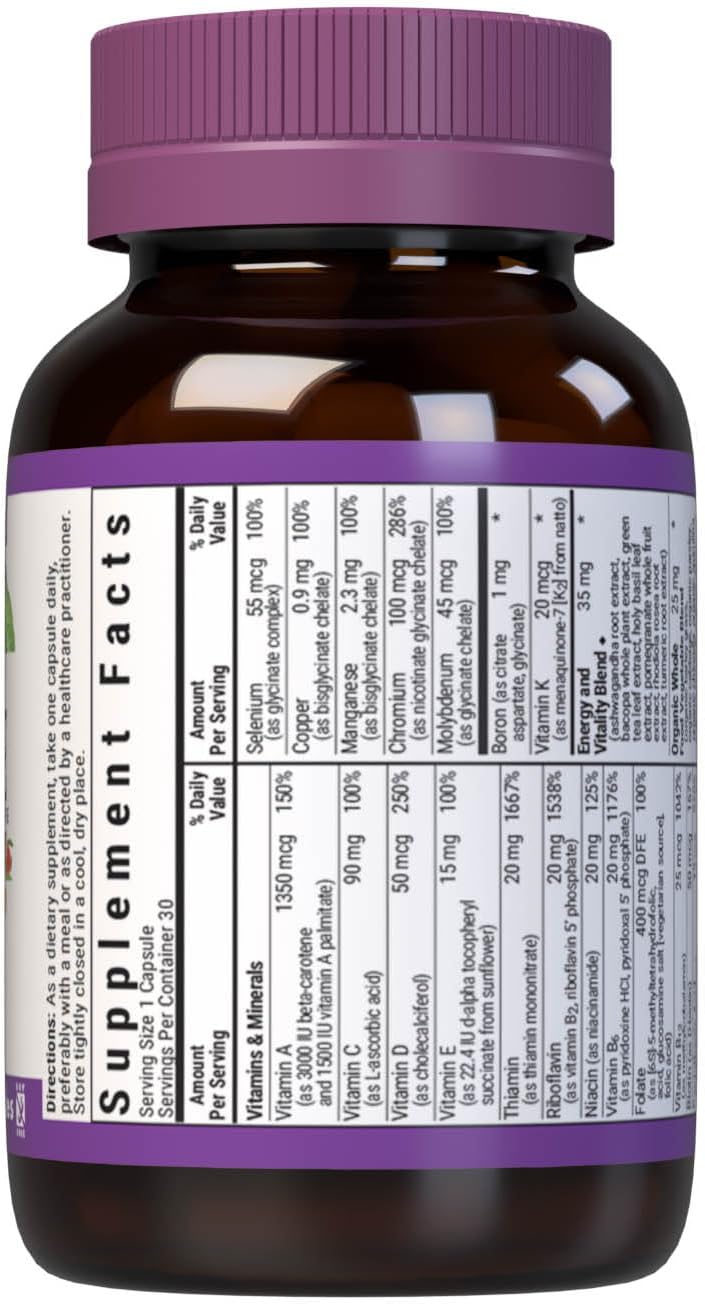 Bluebonnet Maxi One Iron - Multivitamin and Mineral with Iron, 30 Vegetable Capsules
