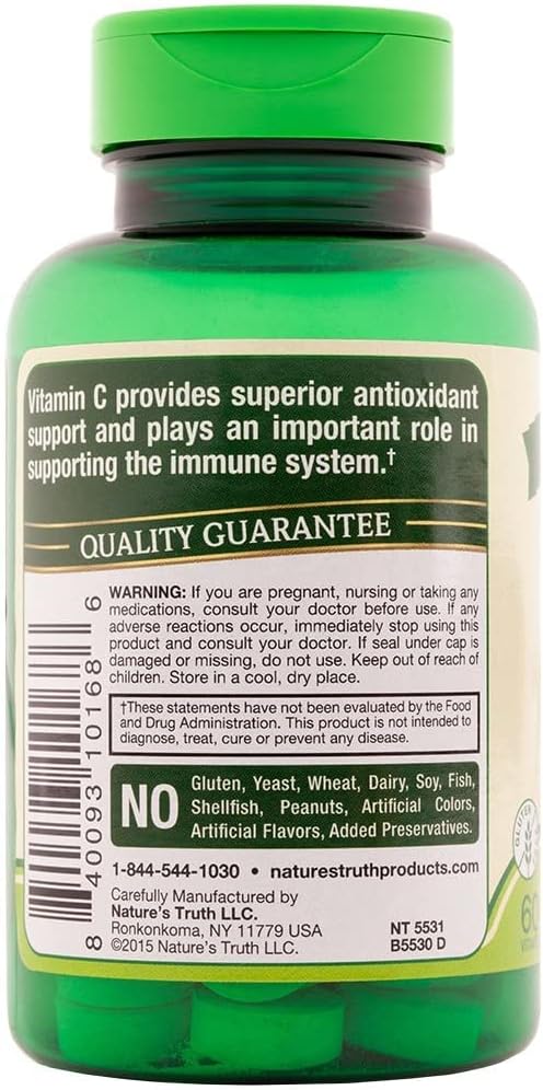 Nature's Truth Vitamina C 500 mg Masticable con Bioflavonoides y Escaramujo, 60 Comprimidos (Pack de 3)