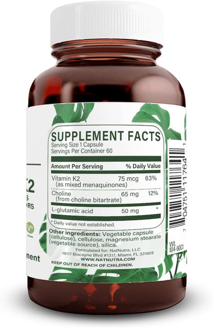 Natural Nutra Full Spectrum Vitamin K2, 75 – A la coagulación sanguínea normal. – Image 2