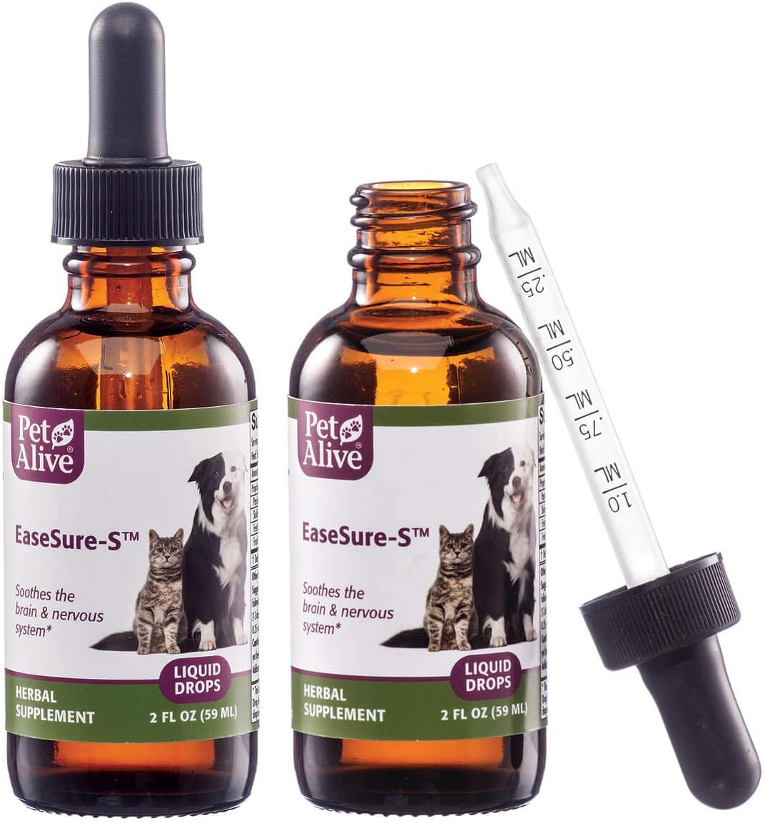 PetAlive EaseSure-S Gotas Herbarias para el Sistema Nervioso de Perros y Gatos - 2 Pack de 118 ml