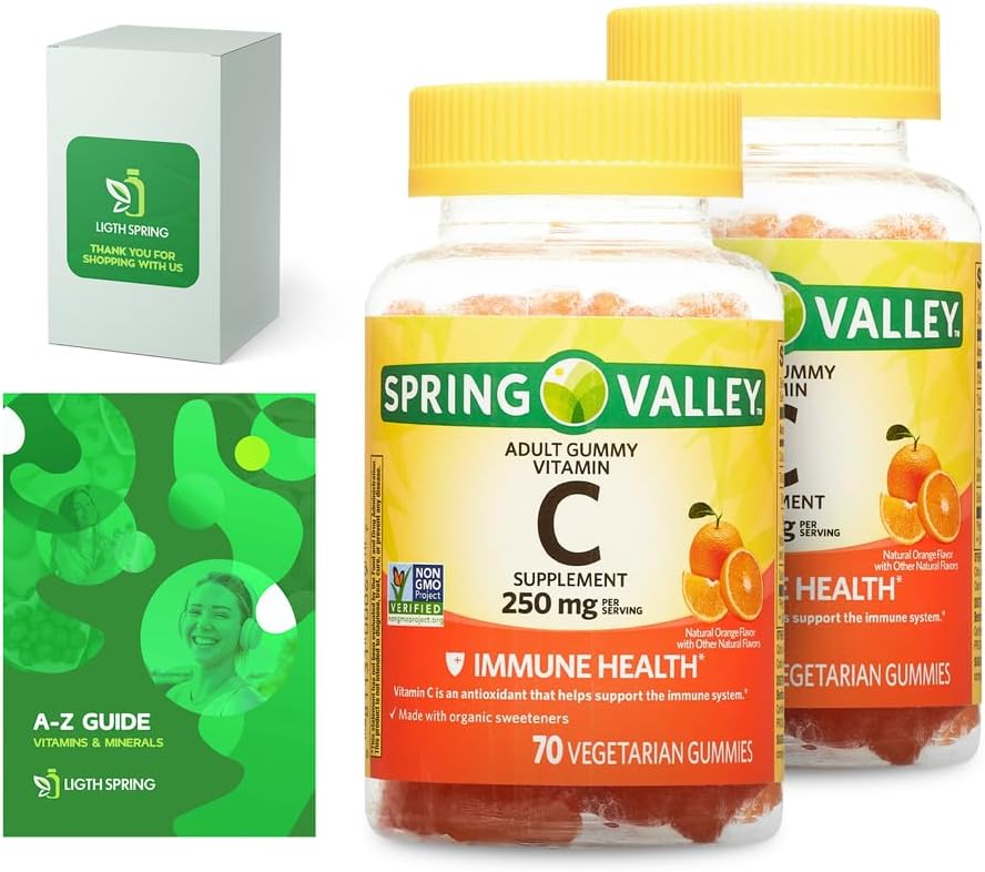 LightSpring Gominolas de Vitamina C 250 mg para Adultos – Pack de 2 con Guía Exclusiva